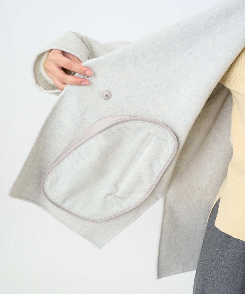 F1JAD40270 MK MICHEL KLEIN(小さいサイズ)(メゾン ドゥ サンク) 【小さいサイズ】スムースリバー ミドル丈コート ライトグレー