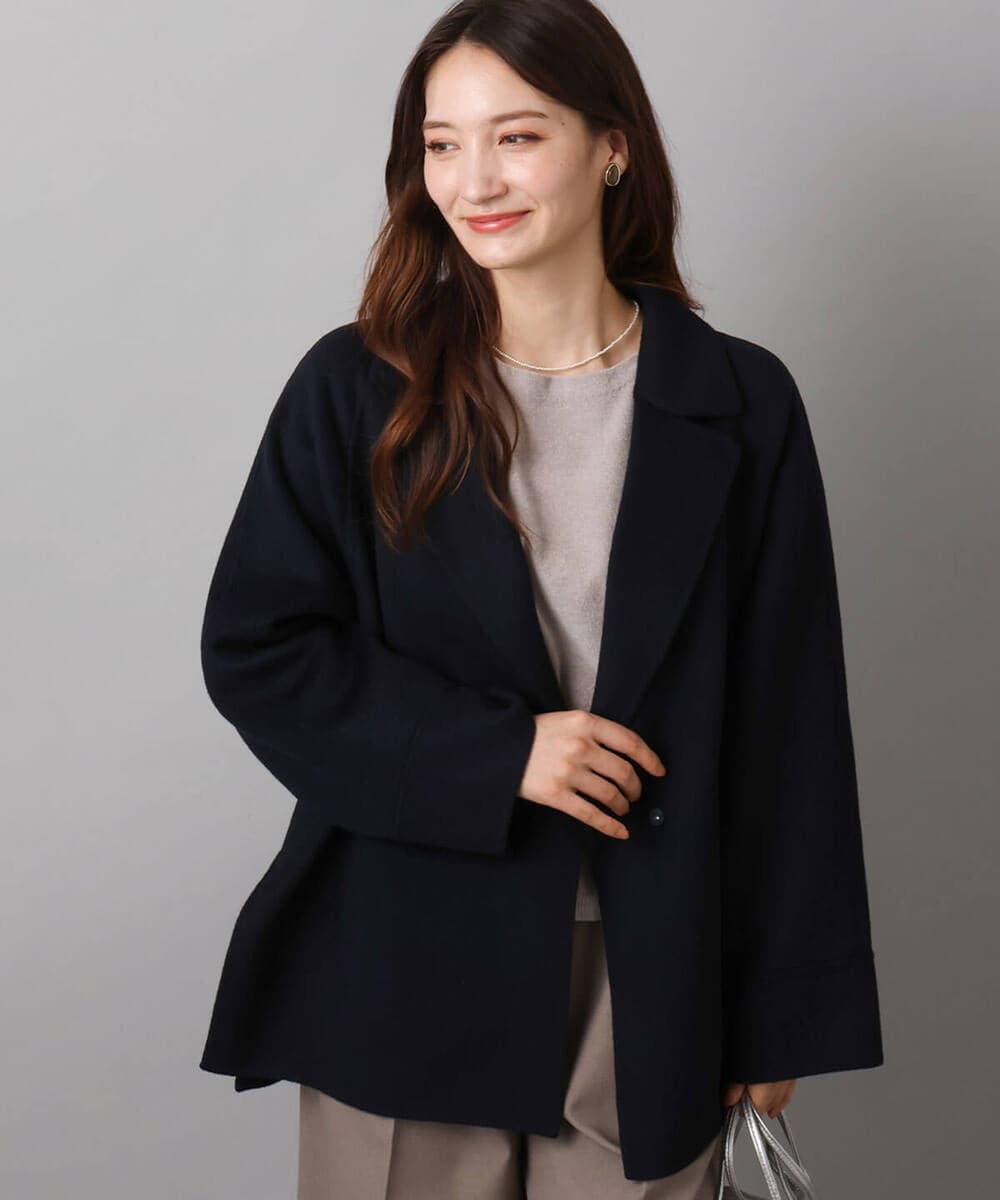 F1JAD40270 MK MICHEL KLEIN(小さいサイズ)(メゾン ドゥ サンク) 【小さいサイズ】スムースリバー ミドル丈コート ライトグレー