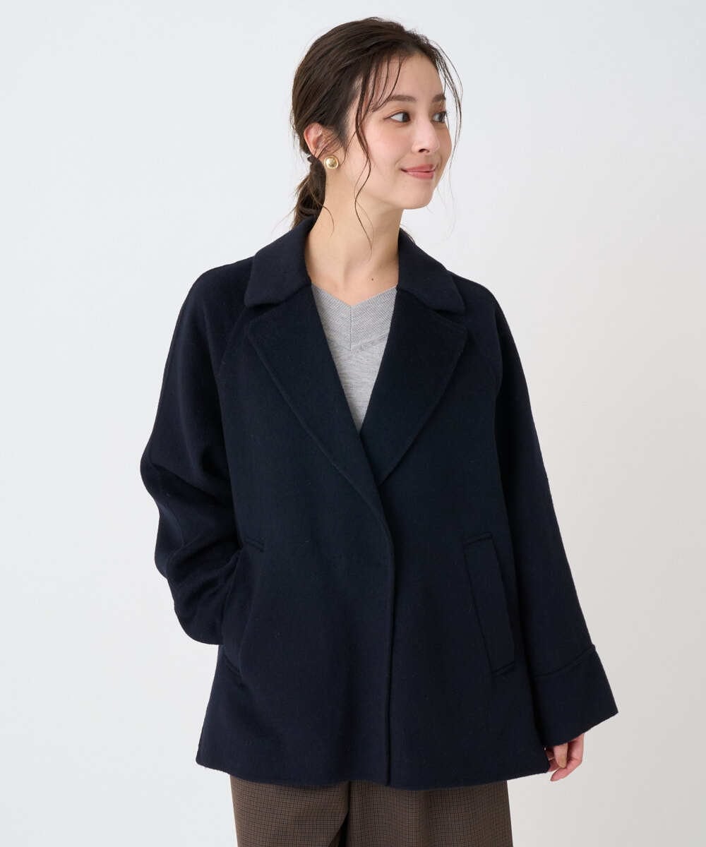 F1JAD40270 MK MICHEL KLEIN(小さいサイズ)(メゾン ドゥ サンク) 【小さいサイズ】スムースリバー ミドル丈コート ライトグレー