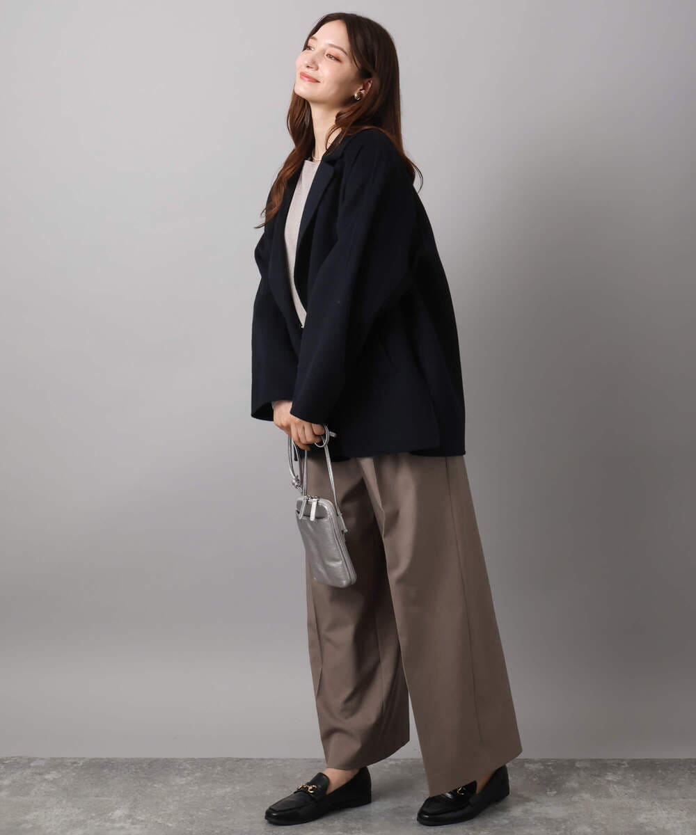 F1JAD40270 MK MICHEL KLEIN(小さいサイズ)(メゾン ドゥ サンク) 【小さいサイズ】スムースリバー ミドル丈コート ライトグレー