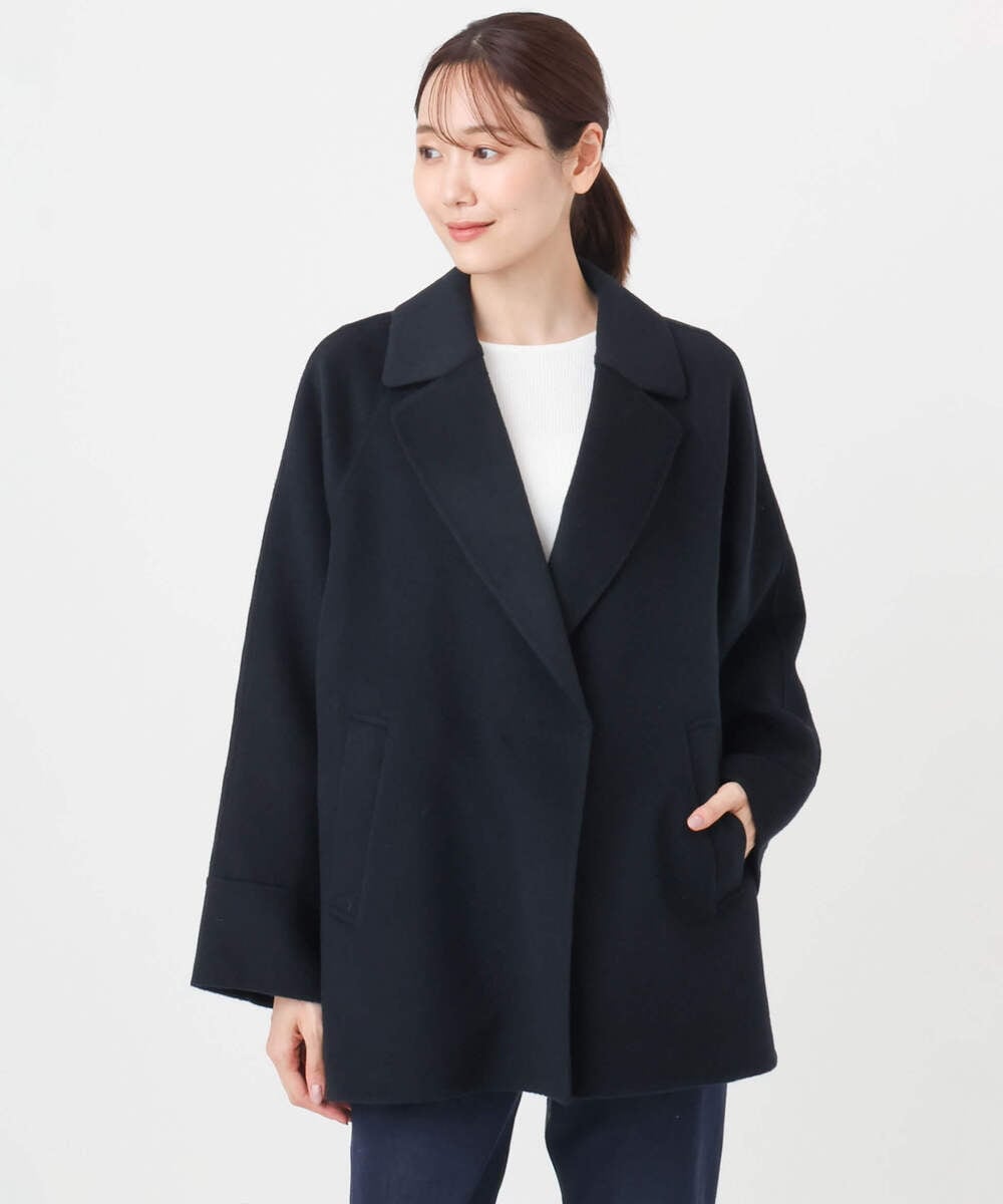 F1JAD40270 MK MICHEL KLEIN(小さいサイズ)(メゾン ドゥ サンク) 【小さいサイズ】スムースリバー ミドル丈コート ライトグレー