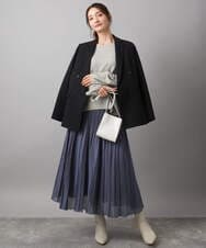 F1JAD40270 MK MICHEL KLEIN(小さいサイズ)(メゾン ドゥ サンク) 【小さいサイズ】スムースリバー ミドル丈コート ライトグレー