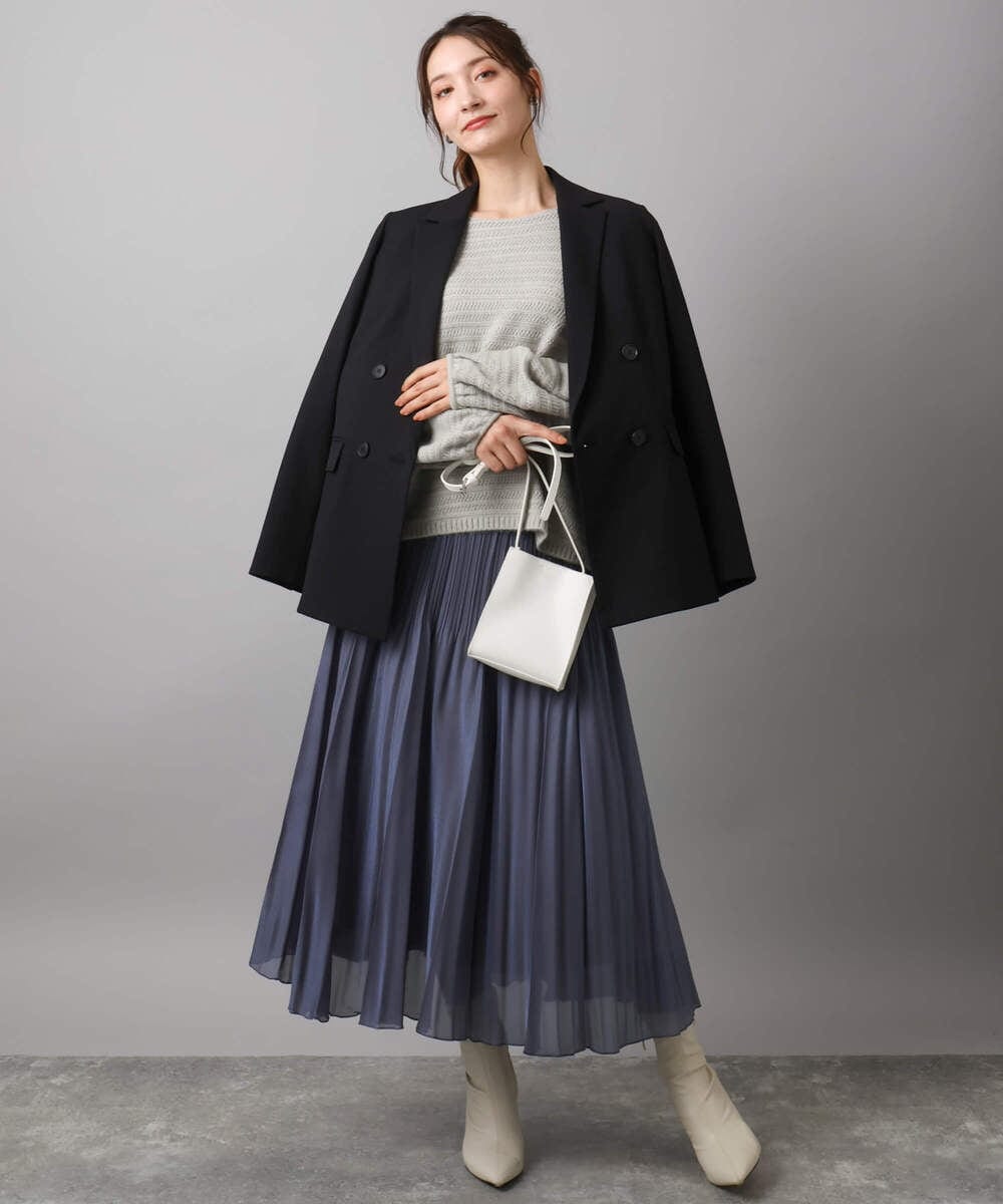 F1JAD40270 MK MICHEL KLEIN(小さいサイズ)(メゾン ドゥ サンク) 【小さいサイズ】スムースリバー ミドル丈コート ライトグレー