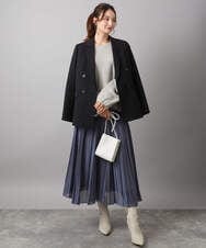 F1JAD40270 MK MICHEL KLEIN(小さいサイズ)(メゾン ドゥ サンク) 【小さいサイズ】スムースリバー ミドル丈コート ライトグレー