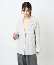 F1JAD40270 MK MICHEL KLEIN(小さいサイズ)(メゾン ドゥ サンク) 【小さいサイズ】スムースリバー ミドル丈コート ライトグレー