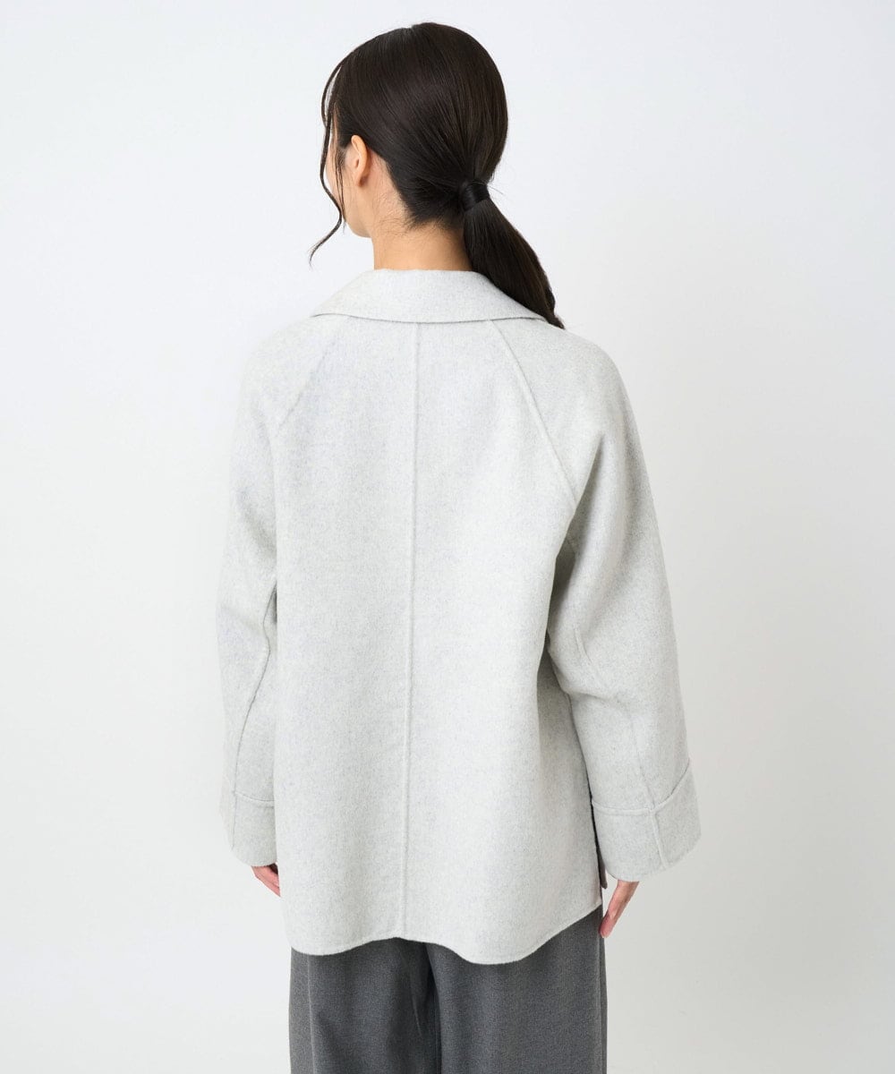 F1JAD40270 MK MICHEL KLEIN(小さいサイズ)(メゾン ドゥ サンク) 【小さいサイズ】スムースリバー ミドル丈コート ライトグレー