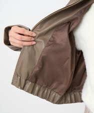 F1JAD41240 MK MICHEL KLEIN(小さいサイズ)(メゾン ドゥ サンク) 【小さいサイズ】ステンカラーフェイクレザーブルゾン/洗える モカ