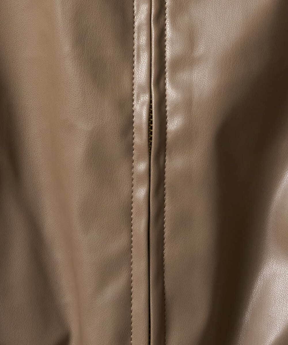 F1JAD41240 MK MICHEL KLEIN(小さいサイズ)(メゾン ドゥ サンク) 【小さいサイズ】ステンカラーフェイクレザーブルゾン/洗える モカ