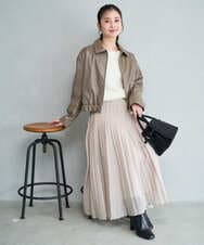 F1JAD41240 MK MICHEL KLEIN(小さいサイズ)(メゾン ドゥ サンク) 【小さいサイズ】ステンカラーフェイクレザーブルゾン/洗える モカ