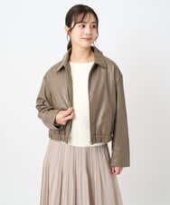 F1JAD41240 MK MICHEL KLEIN(小さいサイズ)(メゾン ドゥ サンク) 【小さいサイズ】ステンカラーフェイクレザーブルゾン/洗える モカ