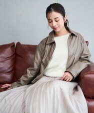 F1JAD41240 MK MICHEL KLEIN(小さいサイズ)(メゾン ドゥ サンク) 【小さいサイズ】ステンカラーフェイクレザーブルゾン/洗える モカ