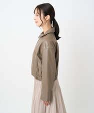 F1JAD41240 MK MICHEL KLEIN(小さいサイズ)(メゾン ドゥ サンク) 【小さいサイズ】ステンカラーフェイクレザーブルゾン/洗える モカ