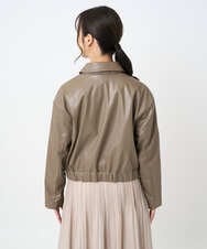 F1JAD41240 MK MICHEL KLEIN(小さいサイズ)(メゾン ドゥ サンク) 【小さいサイズ】ステンカラーフェイクレザーブルゾン/洗える モカ