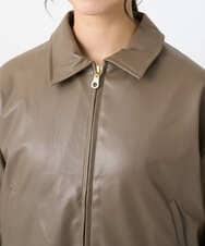 F1JAD41240 MK MICHEL KLEIN(小さいサイズ)(メゾン ドゥ サンク) 【小さいサイズ】ステンカラーフェイクレザーブルゾン/洗える モカ