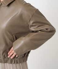 F1JAD41240 MK MICHEL KLEIN(小さいサイズ)(メゾン ドゥ サンク) 【小さいサイズ】ステンカラーフェイクレザーブルゾン/洗える モカ