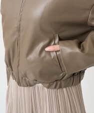 F1JAD41240 MK MICHEL KLEIN(小さいサイズ)(メゾン ドゥ サンク) 【小さいサイズ】ステンカラーフェイクレザーブルゾン/洗える モカ