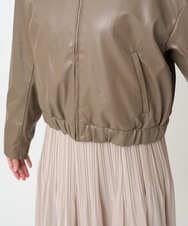 F1JAD41240 MK MICHEL KLEIN(小さいサイズ)(メゾン ドゥ サンク) 【小さいサイズ】ステンカラーフェイクレザーブルゾン/洗える モカ