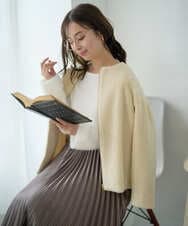 F1JAD42250 MK MICHEL KLEIN(小さいサイズ)(メゾン ドゥ サンク) 【小さいサイズ】ノーカラーボアブルゾン/洗える アイボリー