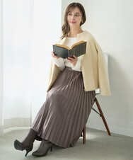 F1JAD42250 MK MICHEL KLEIN(小さいサイズ)(メゾン ドゥ サンク) 【小さいサイズ】ノーカラーボアブルゾン/洗える アイボリー