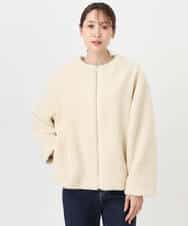 F1JAD42250 MK MICHEL KLEIN(小さいサイズ)(メゾン ドゥ サンク) 【小さいサイズ】ノーカラーボアブルゾン/洗える アイボリー