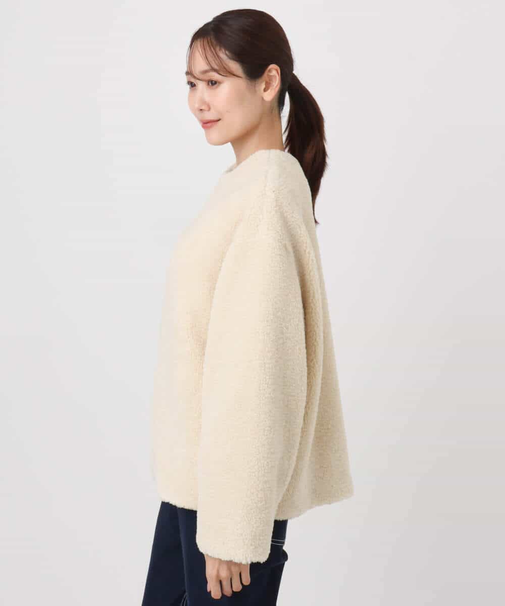 F1JAD42250 MK MICHEL KLEIN(小さいサイズ)(メゾン ドゥ サンク) 【小さいサイズ】ノーカラーボアブルゾン/洗える アイボリー