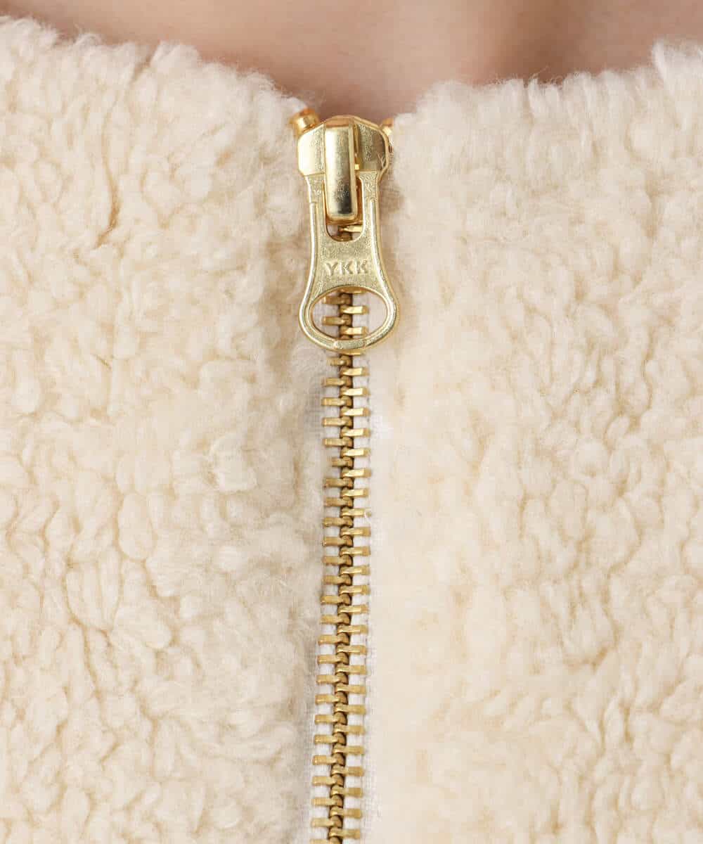 F1JAD42250 MK MICHEL KLEIN(小さいサイズ)(メゾン ドゥ サンク) 【小さいサイズ】ノーカラーボアブルゾン/洗える アイボリー