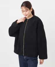 F1JAD42250 MK MICHEL KLEIN(小さいサイズ)(メゾン ドゥ サンク) 【小さいサイズ】ノーカラーボアブルゾン/洗える アイボリー