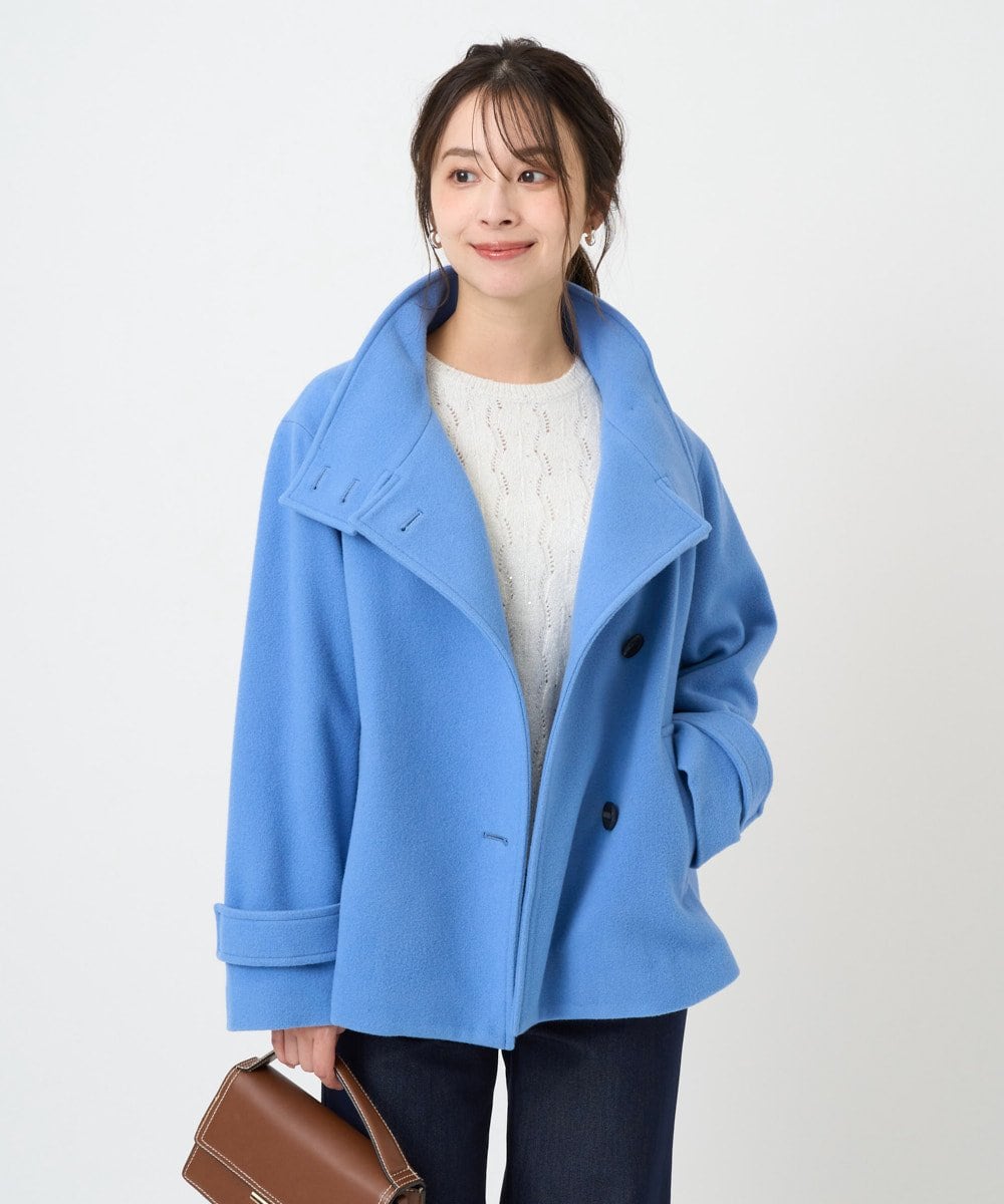 F1JAD54380 MK MICHEL KLEIN(小さいサイズ) 【小さいサイズ】エアリアルウール スタンドカラーショートコート