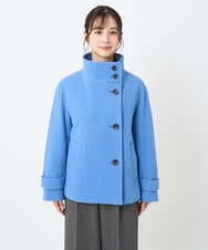 F1JAD54380 MK MICHEL KLEIN(小さいサイズ)(メゾン ドゥ サンク) 【小さいサイズ】エアリアルウール スタンドカラーショートコート ブルー