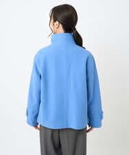 F1JAD54380 MK MICHEL KLEIN(小さいサイズ)(メゾン ドゥ サンク) 【小さいサイズ】エアリアルウール スタンドカラーショートコート ブルー