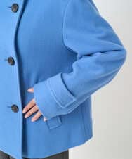 F1JAD54380 MK MICHEL KLEIN(小さいサイズ)(メゾン ドゥ サンク) 【小さいサイズ】エアリアルウール スタンドカラーショートコート ブルー