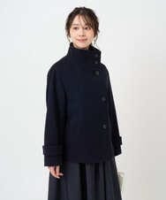 F1JAD54380 MK MICHEL KLEIN(小さいサイズ)(メゾン ドゥ サンク) 【小さいサイズ】エアリアルウール スタンドカラーショートコート ブルー