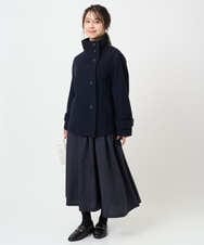 F1JAD54380 MK MICHEL KLEIN(小さいサイズ)(メゾン ドゥ サンク) 【小さいサイズ】エアリアルウール スタンドカラーショートコート ブルー