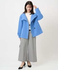 F1JAD54380 MK MICHEL KLEIN(小さいサイズ)(メゾン ドゥ サンク) 【小さいサイズ】エアリアルウール スタンドカラーショートコート ブルー