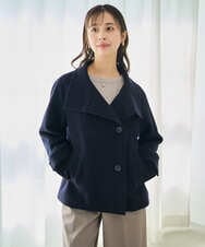 F1JAD54380 MK MICHEL KLEIN(小さいサイズ)(メゾン ドゥ サンク) 【小さいサイズ】エアリアルウール スタンドカラーショートコート ブルー