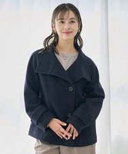 F1JAD54380 MK MICHEL KLEIN(小さいサイズ)(メゾン ドゥ サンク) 【小さいサイズ】エアリアルウール スタンドカラーショートコート ブルー