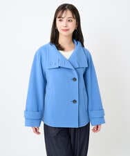 F1JAD54380 MK MICHEL KLEIN(小さいサイズ)(メゾン ドゥ サンク) 【小さいサイズ】エアリアルウール スタンドカラーショートコート ブルー