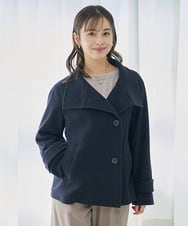 F1JAD54380 MK MICHEL KLEIN(小さいサイズ)(メゾン ドゥ サンク) 【小さいサイズ】エアリアルウール スタンドカラーショートコート ブルー