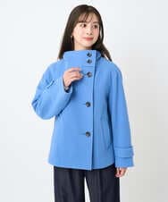 F1JAD54380 MK MICHEL KLEIN(小さいサイズ)(メゾン ドゥ サンク) 【小さいサイズ】エアリアルウール スタンドカラーショートコート ブルー