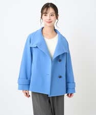 F1JAD54380 MK MICHEL KLEIN(小さいサイズ)(メゾン ドゥ サンク) 【小さいサイズ】エアリアルウール スタンドカラーショートコート ブルー