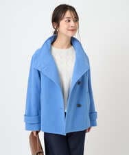 F1JAD54380 MK MICHEL KLEIN(小さいサイズ)(メゾン ドゥ サンク) 【小さいサイズ】エアリアルウール スタンドカラーショートコート ブルー