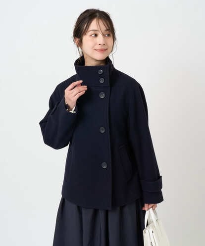 F1JAD54380 MK MICHEL KLEIN(小さいサイズ) 【小さいサイズ】エアリアルウール スタンドカラーショートコート