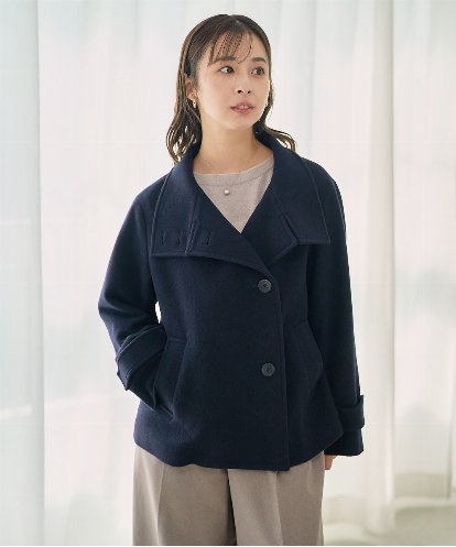 F1JAD54380 MK MICHEL KLEIN(小さいサイズ) 【小さいサイズ】エアリアルウール スタンドカラーショートコート