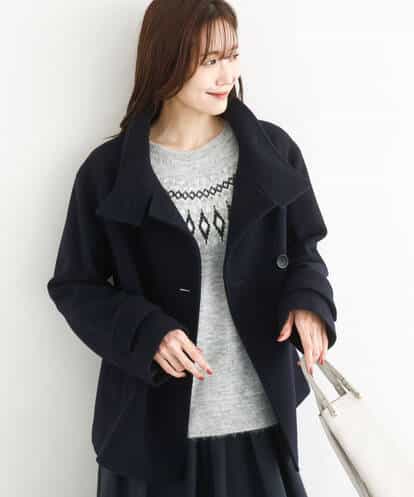 F1JAD54380 MK MICHEL KLEIN(小さいサイズ) 【小さいサイズ】エアリアルウール スタンドカラーショートコート