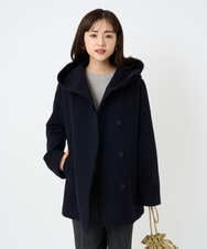 F1JAD55360 MK MICHEL KLEIN(小さいサイズ)(メゾン ドゥ サンク) 【小さいサイズ】エアリアルウール ミドル丈フーデットコート ネイビー