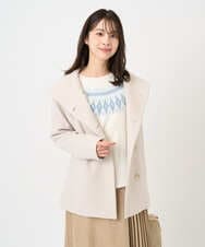 F1JAD55360 MK MICHEL KLEIN(小さいサイズ)(メゾン ドゥ サンク) 【小さいサイズ】エアリアルウール ミドル丈フーデットコート ベージュ