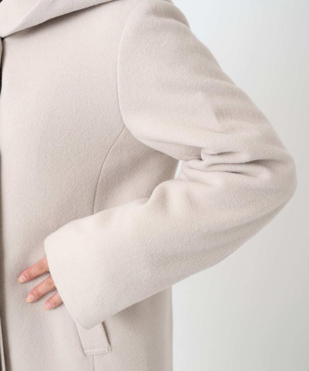 F1JAD55360 MK MICHEL KLEIN(小さいサイズ)(メゾン ドゥ サンク) 【小さいサイズ】エアリアルウール ミドル丈フーデットコート ベージュ