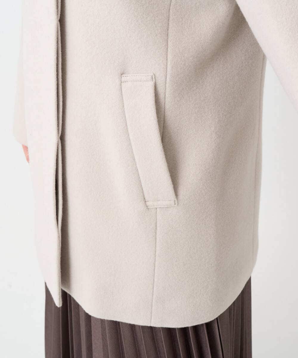 F1JAD55360 MK MICHEL KLEIN(小さいサイズ)(メゾン ドゥ サンク) 【小さいサイズ】エアリアルウール ミドル丈フーデットコート ベージュ