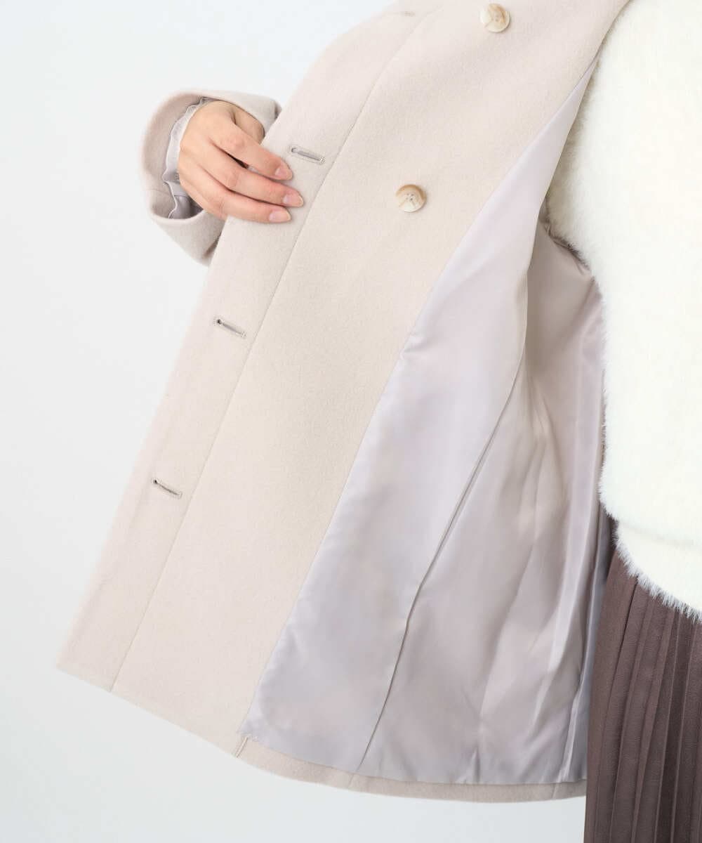 F1JAD55360 MK MICHEL KLEIN(小さいサイズ)(メゾン ドゥ サンク) 【小さいサイズ】エアリアルウール ミドル丈フーデットコート ベージュ