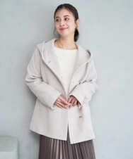 F1JAD55360 MK MICHEL KLEIN(小さいサイズ)(メゾン ドゥ サンク) 【小さいサイズ】エアリアルウール ミドル丈フーデットコート ベージュ